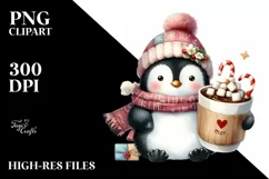 Cute Penguin with Hot Cocoa PNG Product Image 1