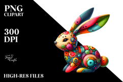 Colorful Bunny on Wood, PNG Product Image 2