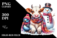 Colorful Baby Cow with Snowman PNG Product Image 2