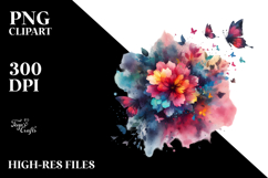 Colorful Flower Butterfly PNG Product Image 2
