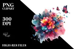 Colorful Flower Butterfly PNG Product Image 2