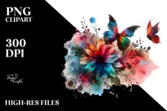 Colorful Flower Butterfly PNG Product Image 2