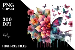 Colorful Flower Butterfly PNG Product Image 2