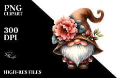 Watercolor GNOME with Rhodendron PNG Product Image 2