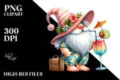 Whimsical Watercolor Gnome Cocktail PNG Product Image 2
