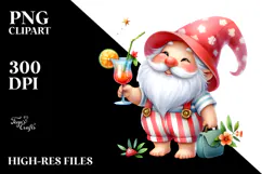 Whimsical Gnome Drinking a Cocktail PNG Product Image 2