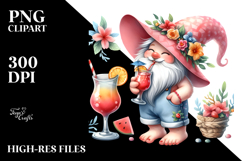 Whimsical Watercolor Gnome Cocktail PNG Product Image 2