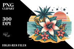 Retro Tropical Flower Beach, PNG Product Image 2