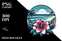 Retro Tropical Flower Beach, PNG Product Image 2