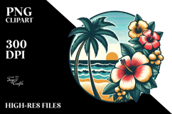 Retro Tropical Flower Beach, PNG Product Image 2
