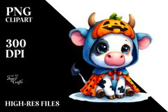 Baby Cow Halloween Drawing Clipart Product Image 3