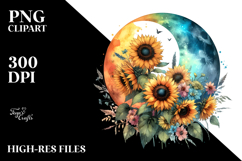 Vibrant Half Moon with Sunflowers PNG Product Image 2