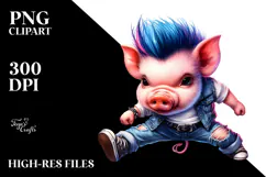 Vibrant Baby Pig Watercolor Drawing PNG Product Image 2