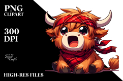 Exaggerated Highland Cow with Bandana PNG Product Image 2