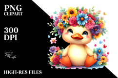 Watercolor Duck Flower Crown Clipart Product Image 2