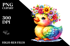 Watercolor Duck Flower Crown Clipart Product Image 2