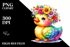 Watercolor Duck Flower Crown Clipart Product Image 3