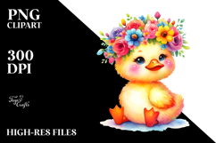 Watercolor Duck Flower Crown Clipart Product Image 2