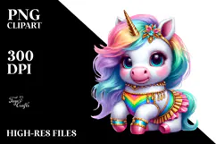 Baby Unicorn with Hambo Dancer's Attire PNG Product Image 2