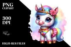 Colorful Baby Unicorn in Hambo Dancer&#039;s Attire, PNG Product Image 1