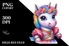 Colorful Baby Unicorn in Hambo Dancer&#039;s Attire, PNG Product Image 1