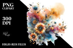 Vibrant Abstract with Small Sunflower and Gold PNG Product Image 2