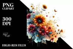 Vibrant Abstract with Small Sunflower and Gold PNG Product Image 3