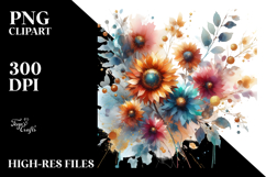 Vibrant Abstract with Small Sunflower and Gold PNG Product Image 2