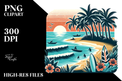 Retro Tropical Beach Surf Clipart PNG Product Image 2