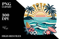 Retro Tropical Beach Surf PNG Product Image 2