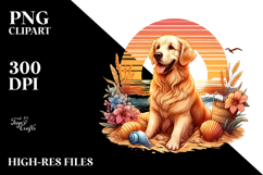 Golden Retriever Sand Surf Shell Watercolor Product Image 2