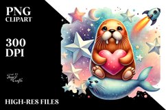 colorful Walrus Heart Sitting PNG Product Image 2
