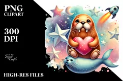 colorful Walrus Heart Sitting PNG Product Image 2