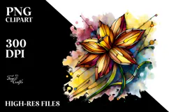 Wooden Stained Narcissus | Sublimation | Clipart Product Image 2