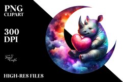 colorful Rhino Heart Sitting PNG Product Image 2