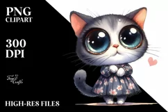 Watercolor Cat with Big Eyes | Clipart Product Image 3