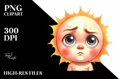 Watercolor Funny Baby Face PNG Product Image 1