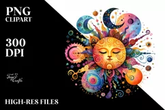Colorful Watercolor Whimsical Sun | Sublimation Clipart Product Image 1