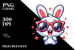 Cartoon Bunny with Oversized Sunglasses PNG Product Image 2
