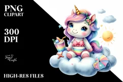 Cute Baby Unicorn Beachwear Clipart Product Image 1