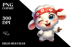 Cartoony Lamb with Bandana, PNG Product Image 2