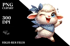 Cartoony Lamb with Bandana, PNG Product Image 2