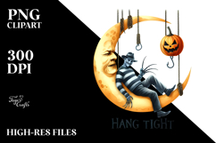 Surreal Freddy Krueger Sitting on Moon Digital Painting PNG Product Image 2