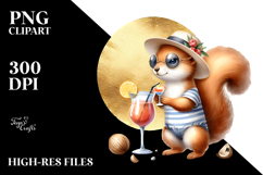 Hipster-like Squirrel Drinking Cocktail PNG Product Image 2