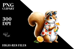 Cute Squirrel with Cool Hipster Beachwear PNG Product Image 2