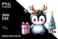 a Vibrant Baby Fox PNG with Reindeer Horns Product Image 1