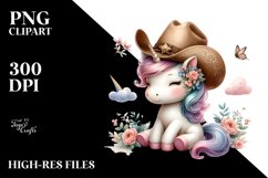 Cute Baby Unicorn Cowboy Clipart Product Image 1