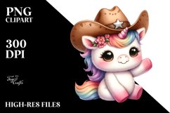 Cute Baby Unicorn Cowboy Clipart Product Image 3