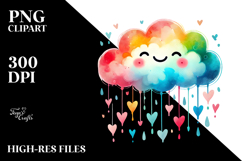 Hearts Scribbled Half Moon Smiling Cloud PNG Product Image 2