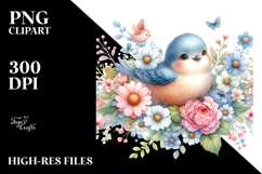 Cute Bird Flowers PNG Product Image 2